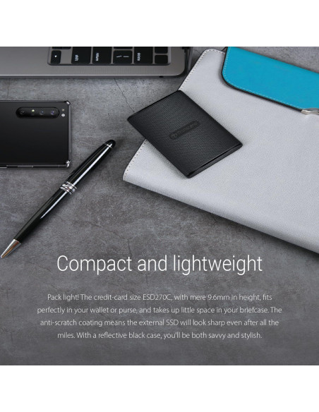 Transcend ESD270 250GB SSD Externo USB 3.1 para iPhone, PC