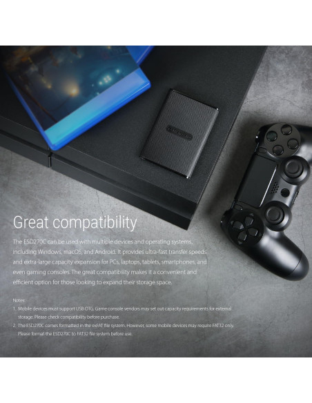 Transcend ESD270 250GB SSD Externo USB 3.1 para iPhone, PC