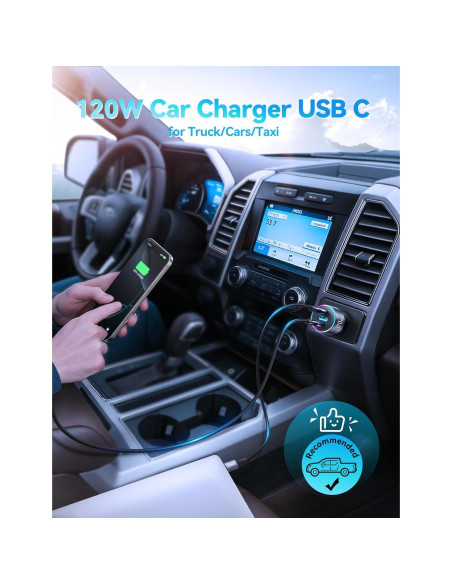 Cargador de Coche USB C JOYROOM 120W 3 Puertos Carga Rápida Cargador de Coche USB C JOYROOM 120W 3 Puertos Carga Rápida