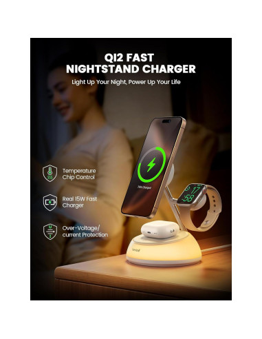 Soporte de Cargador Inalámbrico Lamicall 4 en 1 Qi2 15W