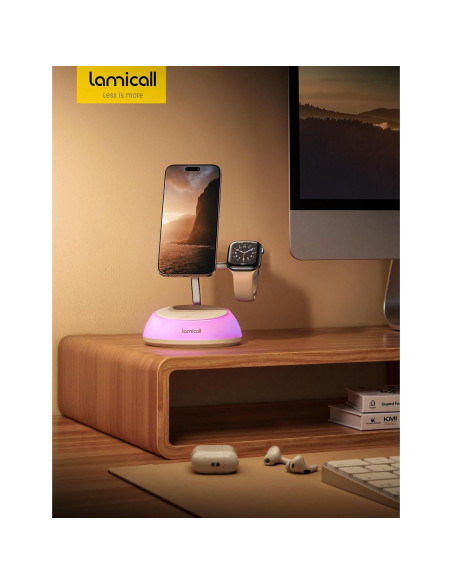 Soporte de Cargador Inalámbrico Lamicall 4 en 1 Qi2 15W