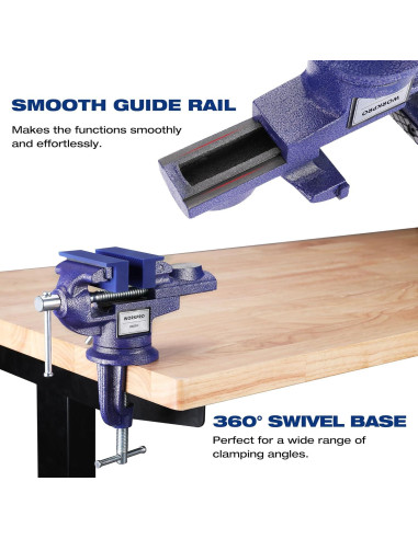 Mordaza de Banco WORKPRO 6.35 cm Base Giratoria 360