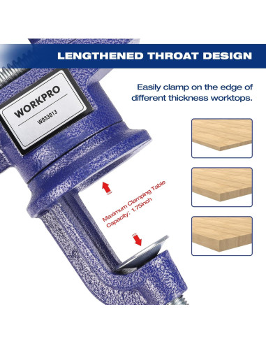 Mordaza de Banco WORKPRO 6.35 cm Base Giratoria 360