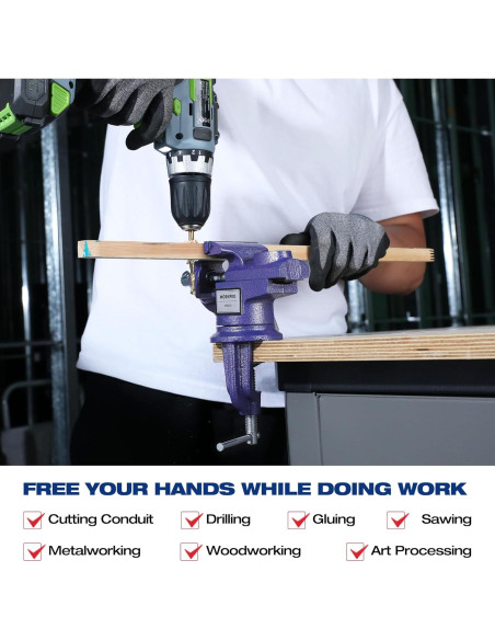 Mordaza de Banco WORKPRO 6.35 cm Base Giratoria 360 Mordaza de Banco WORKPRO 6.35 cm Base Giratoria 360