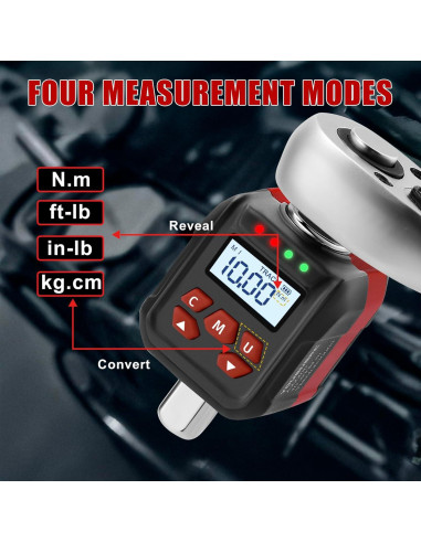 Juego de Adaptadores de Par Digital Yousnerc 1/2" 10-200 Nm
