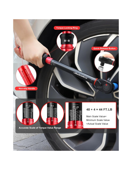 Llave de Torque 1/2" ATsafepro 10-160 Ft-Lb (13.60-217 Nm) Precisa