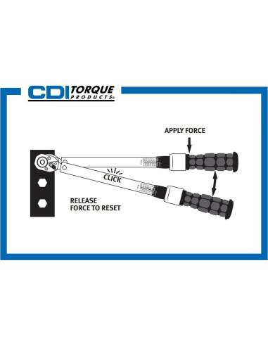 Llave de Torque Ajustable CDI 1/2" 30-250 Pies Libras 47-332 Nm