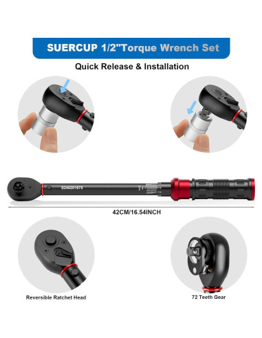 Llave de Torque SUERCUP 1/2" 6 PCS 10-170 ft.lb (13.6-230.5 Nm)