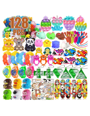 128 Piezas Juguetes Fidget para Niños - Rellenos de Piñata y Premios