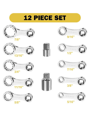 Juego de Adaptadores de Torque ANPUDS 12 Piezas SAE 3/8"