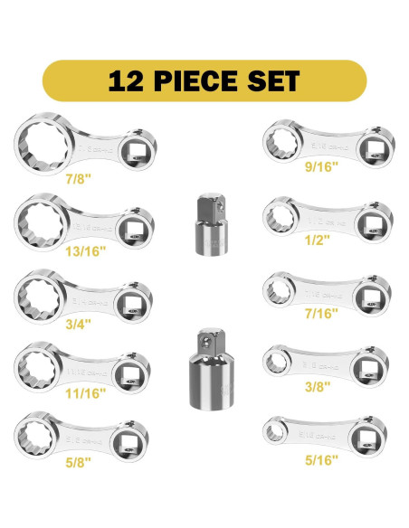 Juego de Adaptadores de Torque ANPUDS 12 Piezas SAE 3/8"