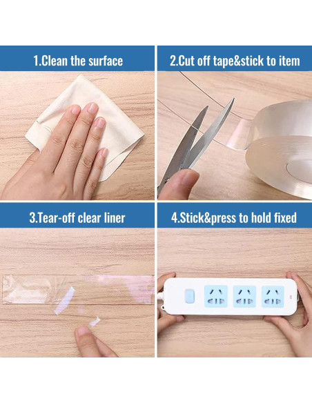 Cinta Adhesiva Doble Cara Nano 3 cm x 3 m Resistente al Agua Cinta Adhesiva Doble Cara Nano 3 cm x 3 m Resistente al Agua