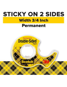 Cinta Doble Cara Removible Scotch 1.9 cm x 101.6 m con Dispensador 2