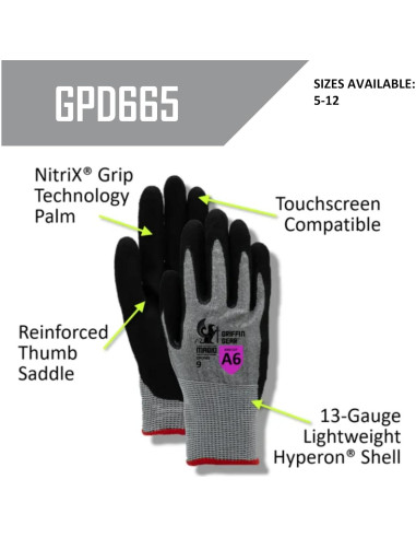 Guantes de Corte A6 MAGID Hyperon - 12 Pares Talla 8