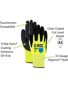 Guantes de Trabajo MAGID D-ROC A2 TriTek 15-Gauge 1 Par 2