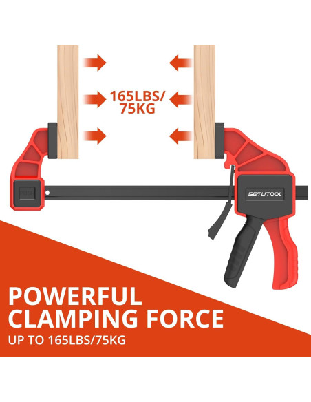 Abrazaderas de Carpintería GETLITOOL 6 Pulgadas 2 Pcs 165 lbs