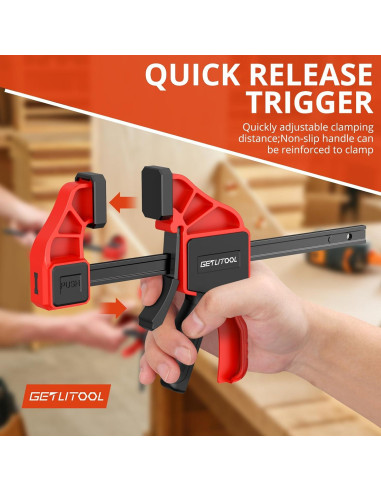 Abrazaderas de Carpintería GETLITOOL 6 Pulgadas 2 Pcs 165 lbs