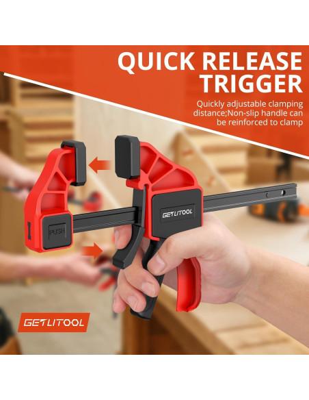 Abrazaderas de Carpintería GETLITOOL 6 Pulgadas 2 Pcs 165 lbs