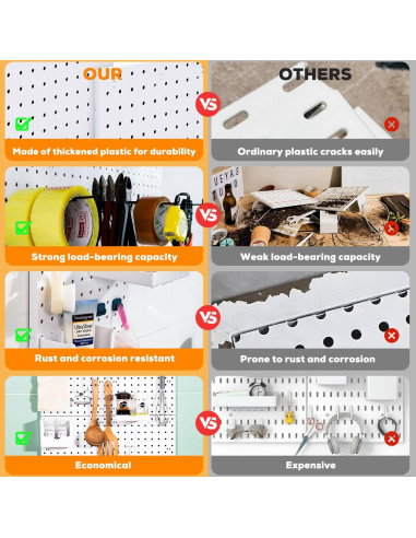 Organizador de Pared Tablero Perforado SKYFOOST 6 Piezas Blanco