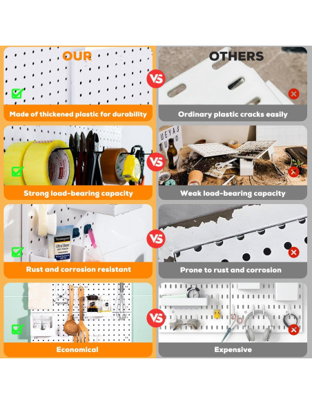 Organizador de Pared Tablero Perforado SKYFOOST 6 Piezas Blanco