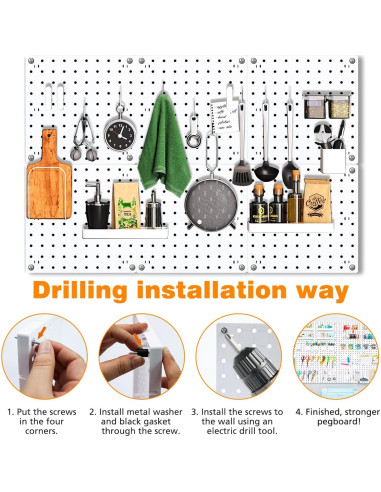 Organizador de Pared Tablero Perforado SKYFOOST 6 Piezas Blanco