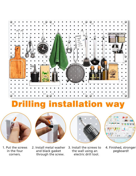 Organizador de Pared Tablero Perforado SKYFOOST 6 Piezas Blanco