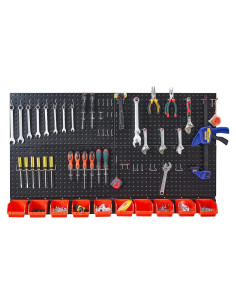 Organizador de Pared Ultrawall Negro, 4 Pegboards y 59 Piezas