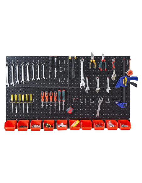 Organizador de Pared Ultrawall Negro, 4 Pegboards y 59 Piezas