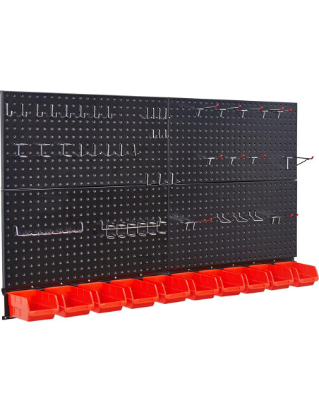 Organizador de Pared Ultrawall Negro, 4 Pegboards y 59 Piezas