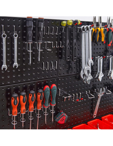Organizador de Pared Ultrawall Negro, 4 Pegboards y 59 Piezas