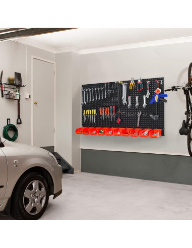 Organizador de Pared Ultrawall Negro, 4 Pegboards y 59 Piezas