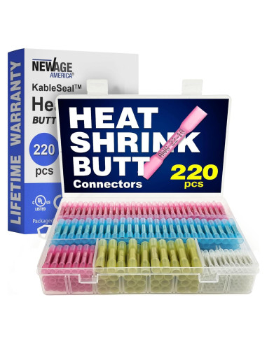 Kit de Conectores Termocontraíbles New Age 220 Piezas AWG 26-10