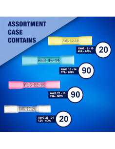 Kit de Conectores Termocontraíbles New Age 220 Piezas AWG 26-10 2