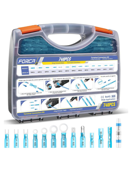 Kit de Conectores de Cable Termoretráctiles FORCA 740pcs