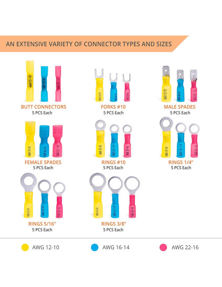 Kit de Conectores Eléctricos Wirefy 120 PCS - Termoretráctiles