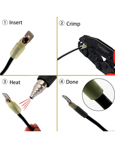 Kit de Conectores Termocontraíbles Twippo 550 Piezas 22-10AWG