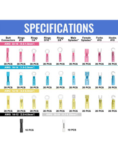 Kit 560 Conectores Termorretráctiles Qibaok 12-10 a 22-16 AWG 2