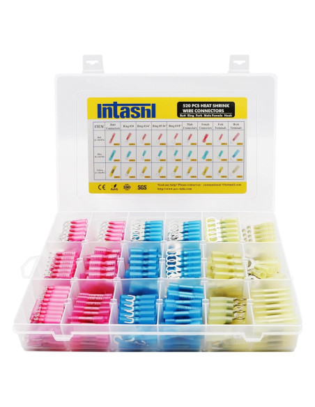 Kit de Conectores Termoretráctiles Intashi 520PCS AWG 22-10