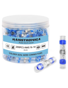 Conectores de Cable Haisstronica 200PCS Termocontraíbles Azul 16-14 AWG