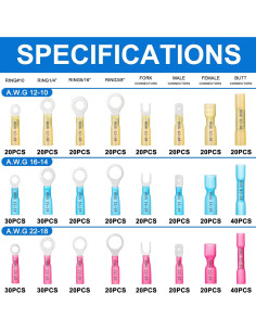 Kit de Conectores Eléctricos Aislados Plustool 560PCS AWG22-10 2