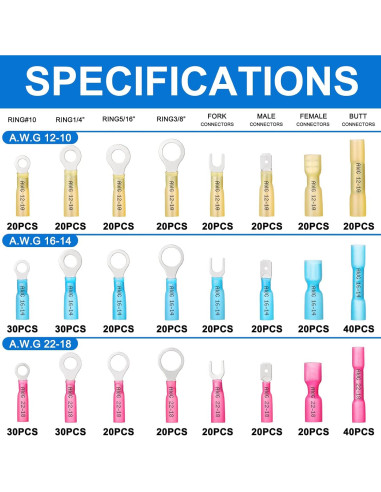 Kit de Conectores Eléctricos Aislados Plustool 560PCS AWG22-10