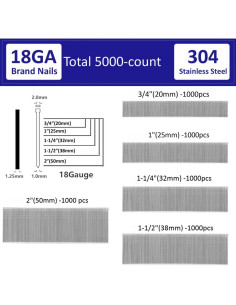 Clavos Brad 18GA Kofdvdz Acero Inoxidable 304 5000 pcs 2