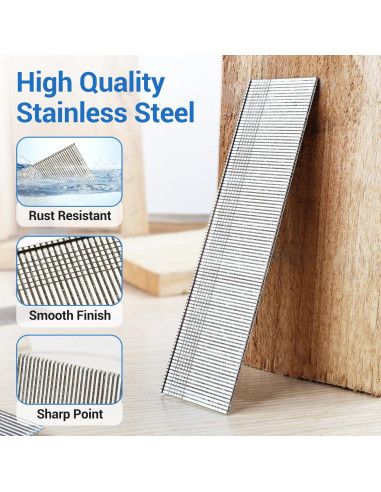 Clavos de Acabado Meite 18GA 1" Acero Inoxidable 304 - 2000 Unidades