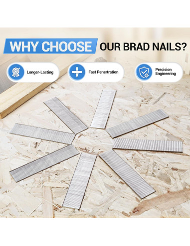 Clavos de Acabado Meite 18GA 1" Acero Inoxidable 304 - 2000 Unidades