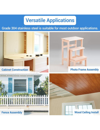 Clavos de Acabado Meite 18GA 1" Acero Inoxidable 304 - 2000 Unidades