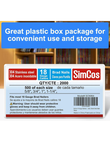 Clavos Brad de Acero Inoxidable 18 Gauge 2000 pcs 1.59-3.18 cm