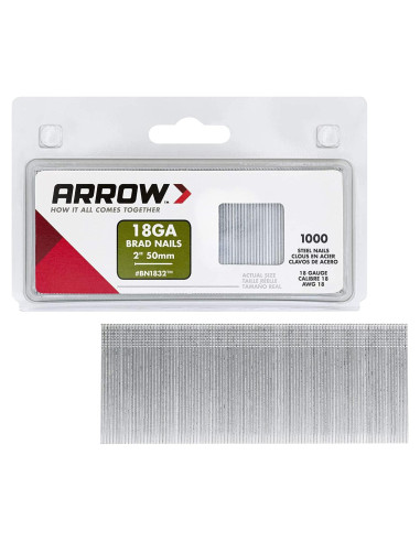 Clavos Brad de Acero 18 Calibres Arrow BN1832CS 1000 Unidades 50 mm