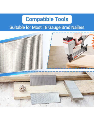 Clavos de Acabado Meite 18GA Acero Inoxidable 304 1.9cm 2000u