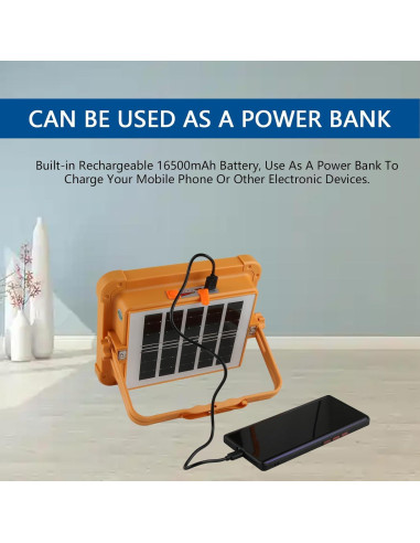 Luz de Trabajo LED GZGLUZ 120W 10000LM Recargable Solar IP66