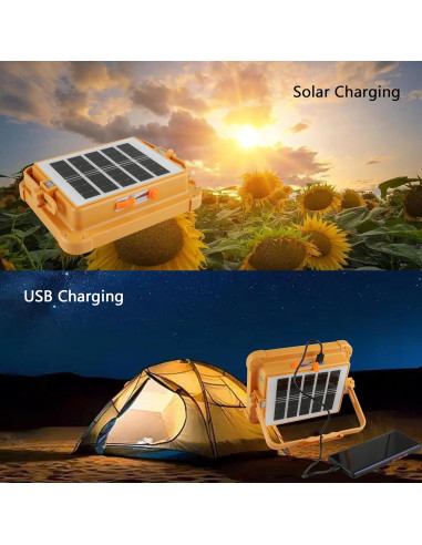 Luz de Trabajo LED GZGLUZ 120W 10000LM Recargable Solar IP66